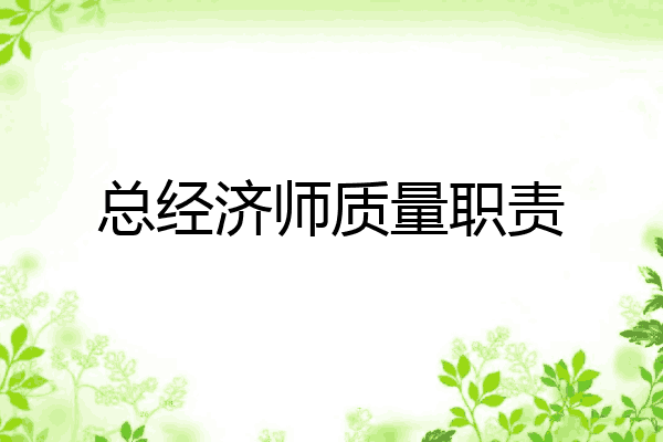 总经济师质量职责