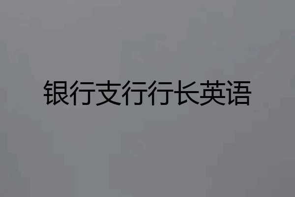 银行支行行长英语