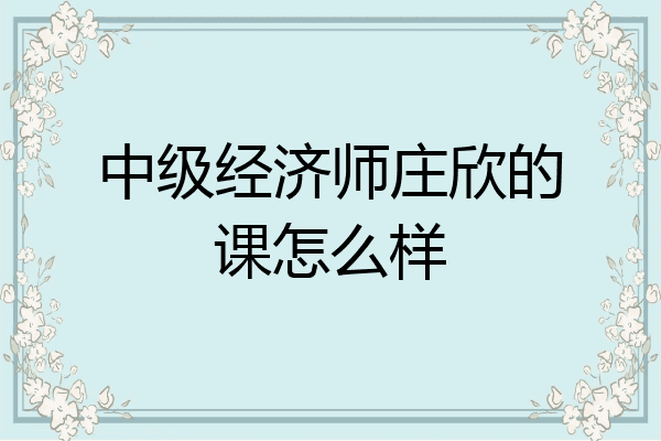 中级经济师庄欣的课怎么样