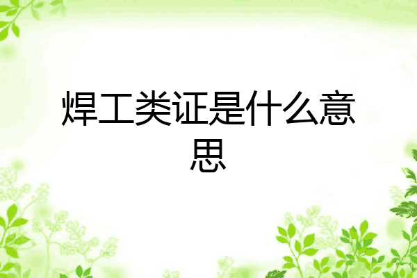 焊工类证是什么意思