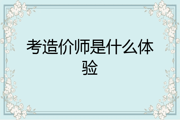 考造价师是什么体验