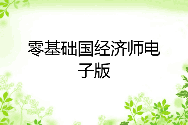 零基础国经济师电子版