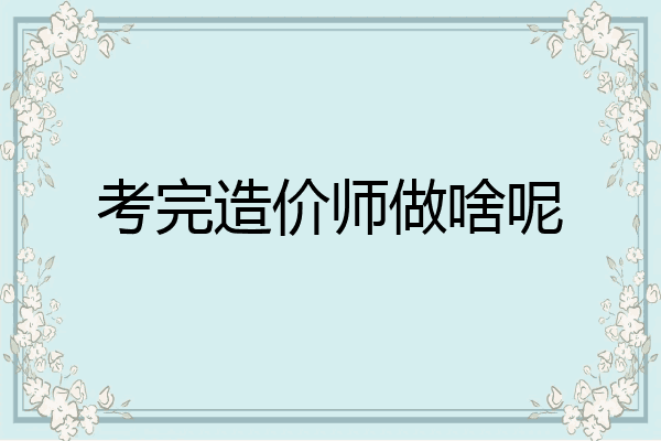 考完造价师做啥呢