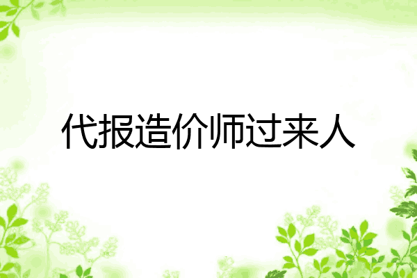 代报造价师过来人