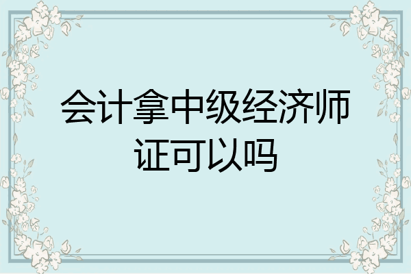 会计拿中级经济师证可以吗