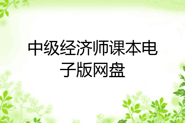 中级经济师课本电子版网盘