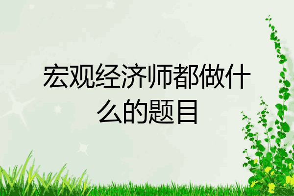 宏观经济师都做什么的题目