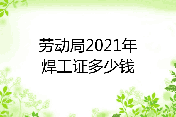 劳动局2021年焊工证多少钱