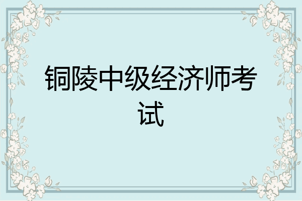 铜陵中级经济师考试