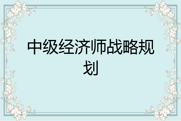 中级经济师战略规划