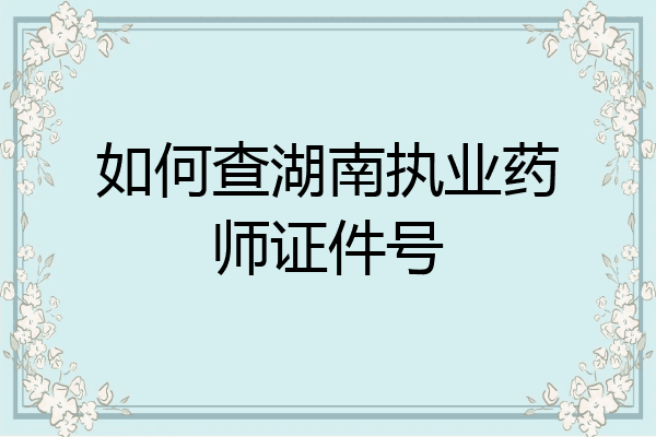 如何查湖南执业药师证件号