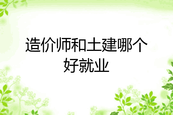 造价师和土建哪个好就业