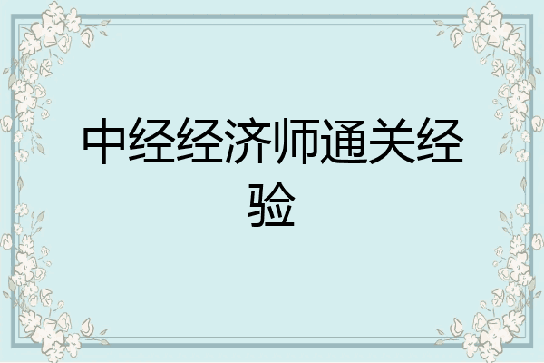 中经经济师通关经验
