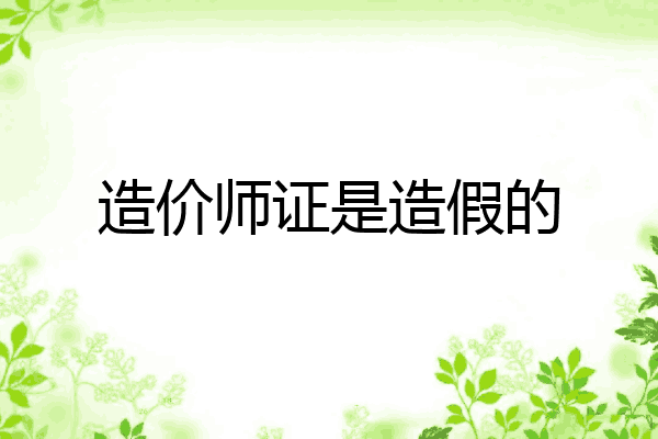 造价师证是造假的
