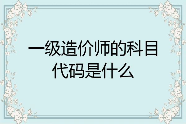 一级造价师的科目代码是什么