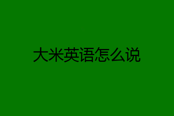 大米英语怎么说