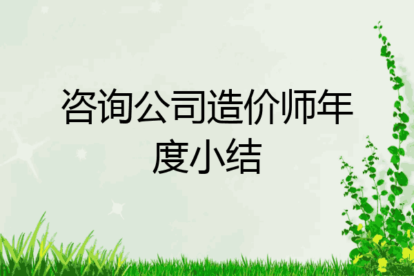 咨询公司造价师年度小结