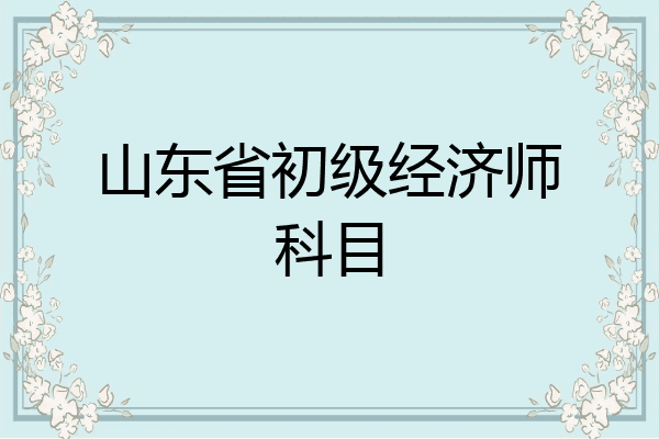 山东省初级经济师科目