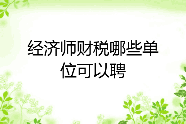 经济师财税哪些单位可以聘