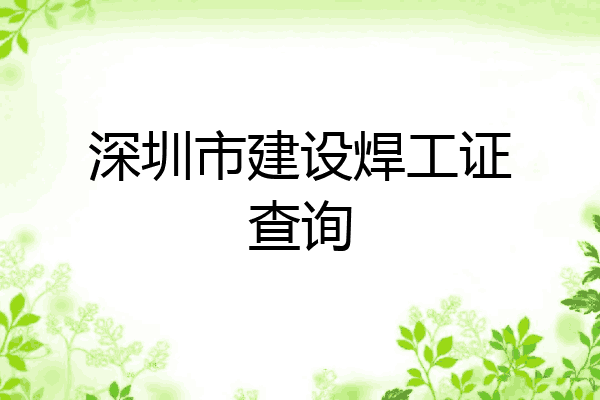 深圳市建设焊工证查询