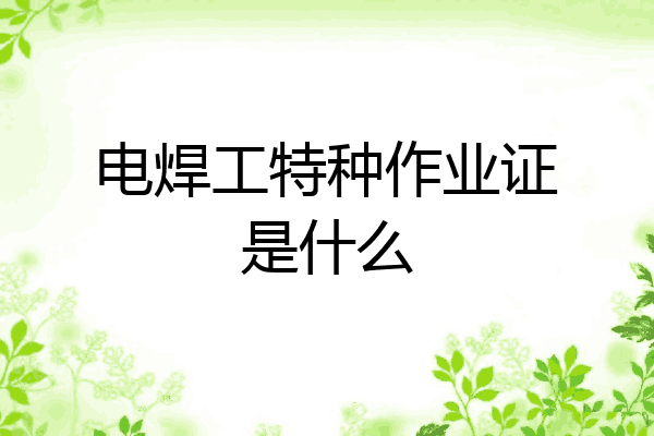 电焊工特种作业证是什么