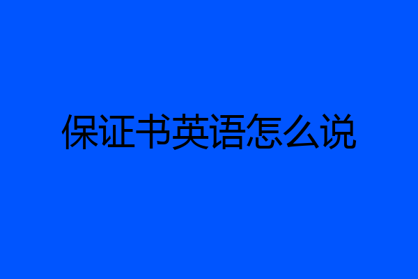 保证书英语怎么说
