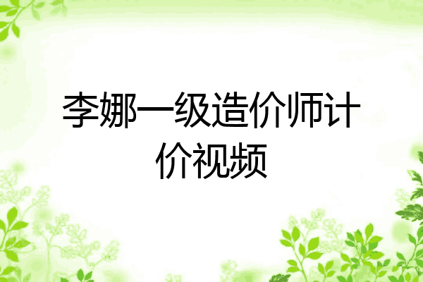 李娜一级造价师计价视频