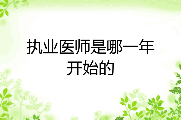 执业医师是哪一年开始的