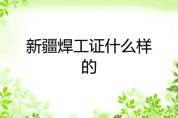 新疆焊工证什么样的