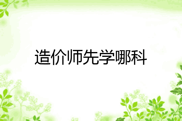 造价师先学哪科