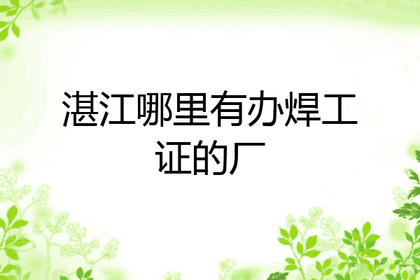 湛江哪里有办焊工证的厂