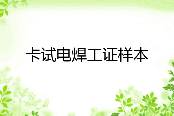 卡试电焊工证样本