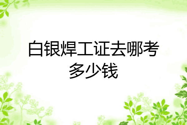 白银焊工证去哪考多少钱