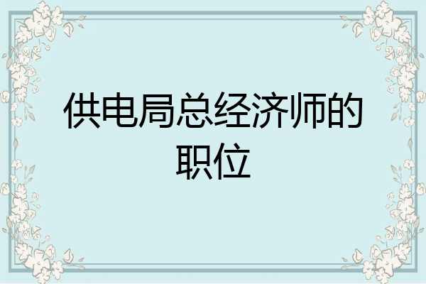 供电局总经济师的职位