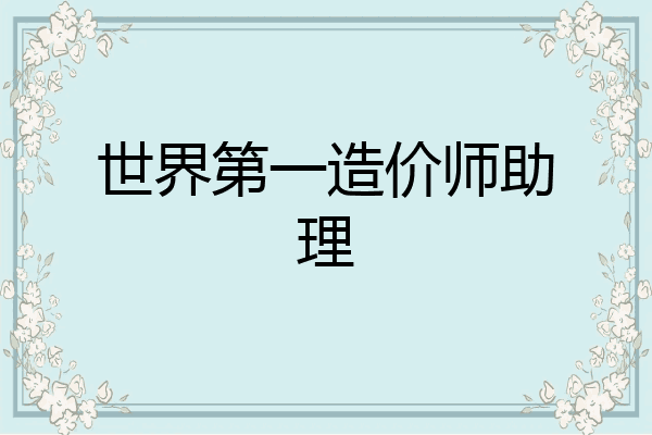 世界第一造价师助理