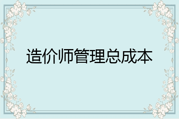 造价师管理总成本