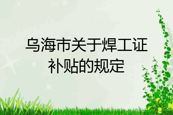 乌海市关于焊工证补贴的规定