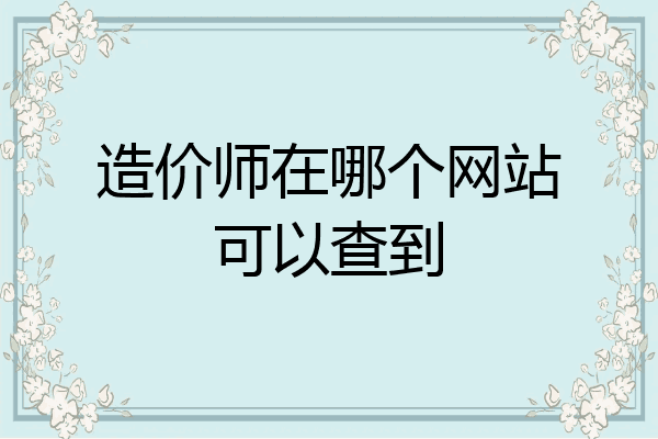 造价师在哪个网站可以查到
