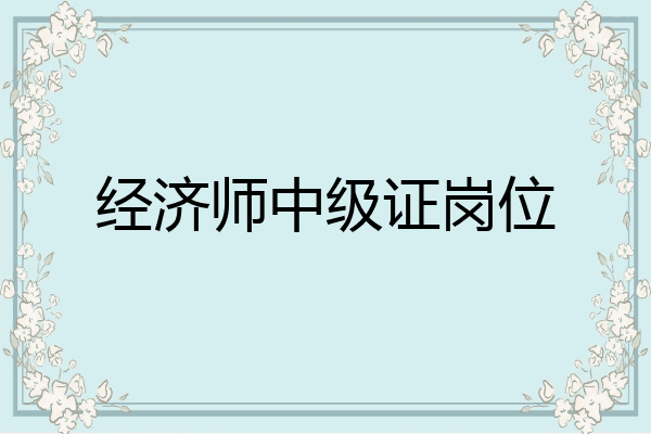 经济师中级证岗位