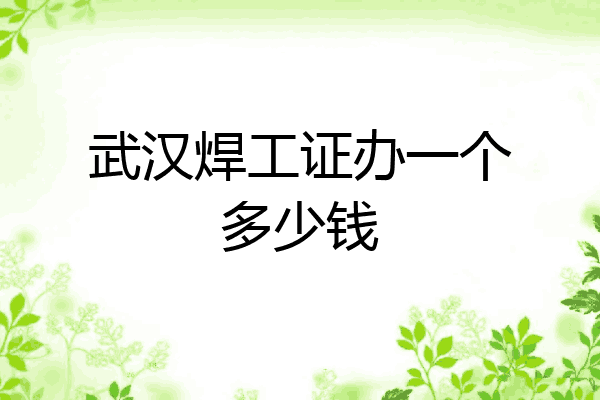 武汉焊工证办一个多少钱
