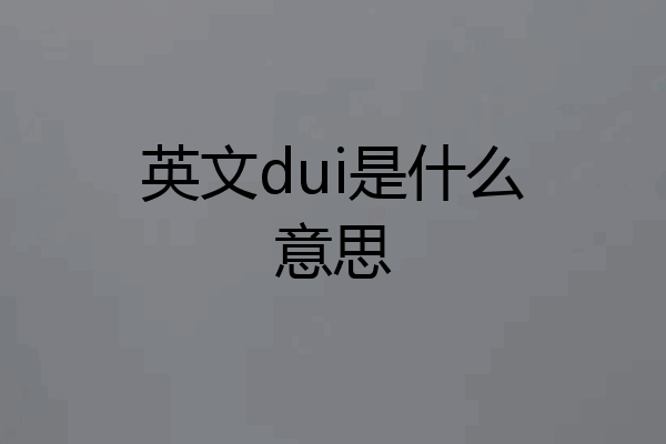 英文dui是什么意思