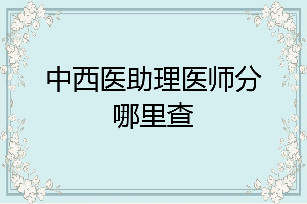 中西医助理医师分哪里查