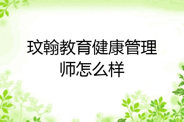 玟翰教育健康管理师怎么样