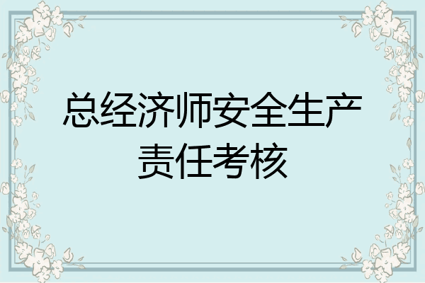 总经济师安全生产责任考核