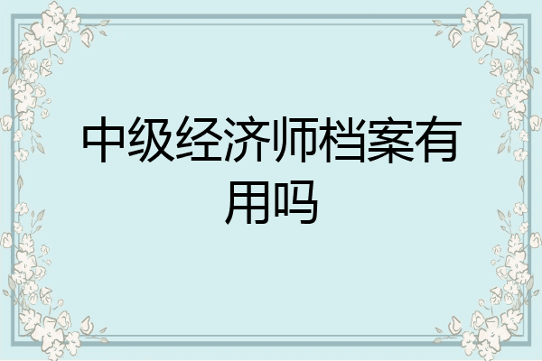 中级经济师档案有用吗