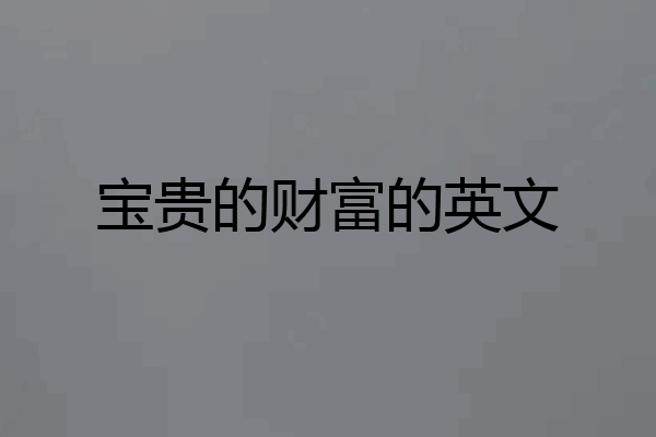 宝贵的财富的英文