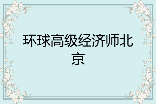 环球高级经济师北京