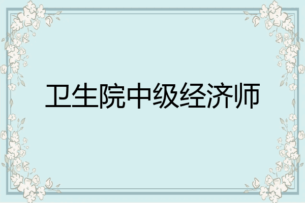 卫生院中级经济师