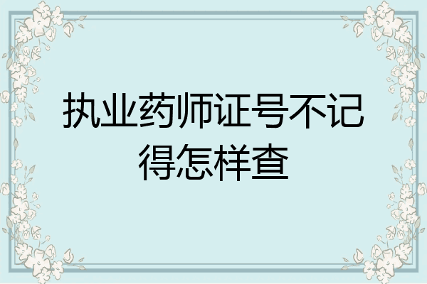 执业药师证号不记得怎样查