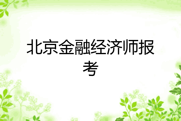 北京金融经济师报考